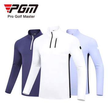 PGM YF522 men golf t shirt high quality zip collar custom long sleeves mens golf shirts
