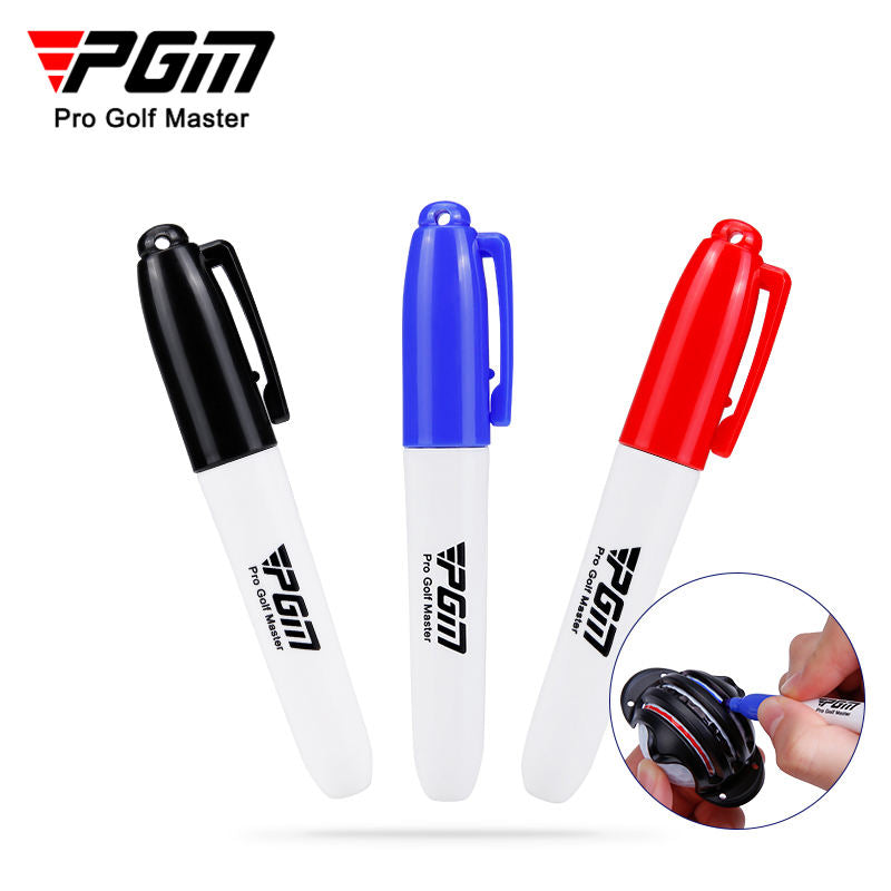 Golf ball scoring device with 2 scoring pens golf ball line marker