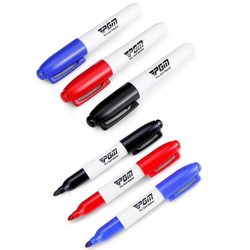 Golf ball scoring device with 2 scoring pens golf ball line marker
