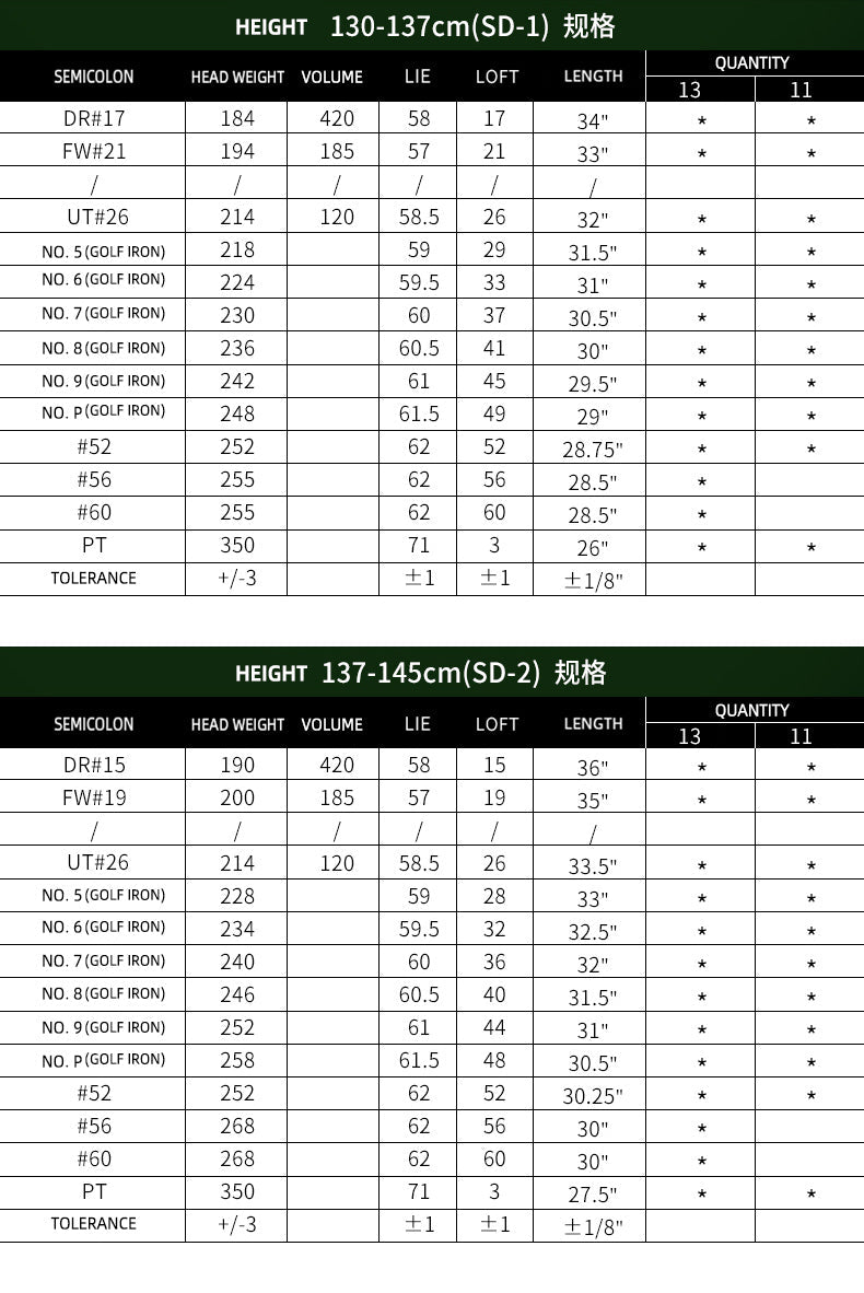PGM JRTG013 14pcs titanium alloy kids golf clubs sets carbon fiber brand name golf clubs