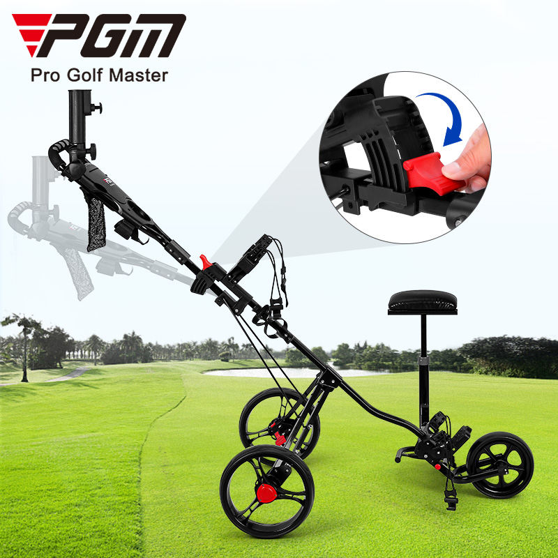 PGM QC006 portable multifunction custom caddy golf cart foldable golf trolley with seat