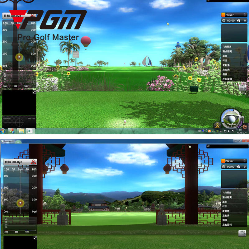 PGM MNQ003 P6 golf simulator MNQ003 home virtual indoor 3d golf bay practice full set driving indoor screen projector golf simulator