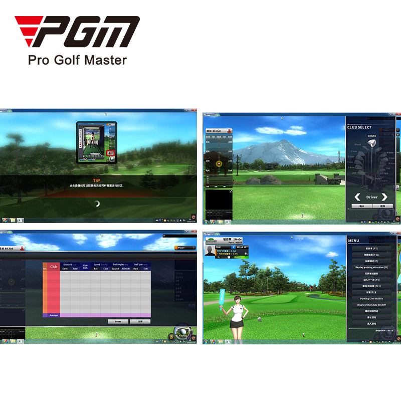 PGM MNQ003 P6 golf simulator MNQ003 home virtual indoor 3d golf bay practice full set driving indoor screen projector golf simulator