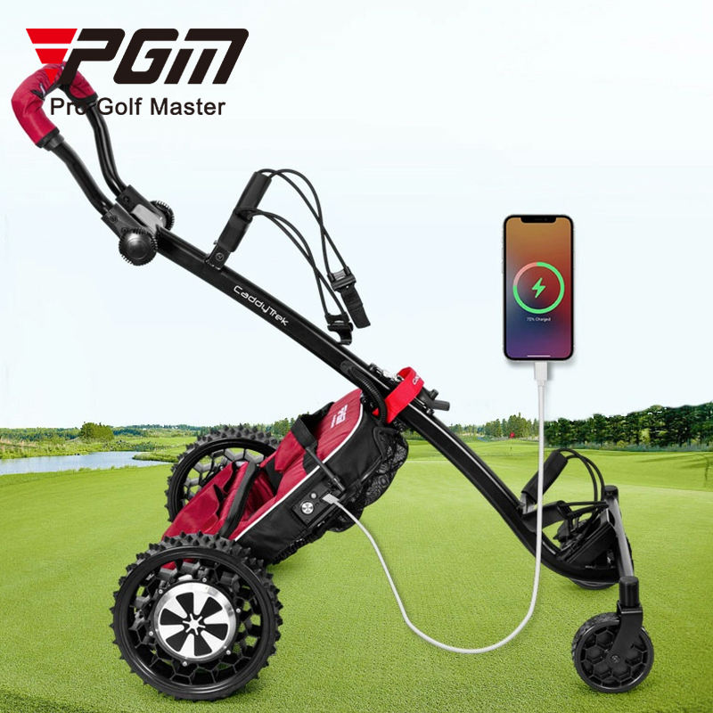 PGM QC008 custom foldable remote controller electric golf trolley with smart AI vision follow caddy