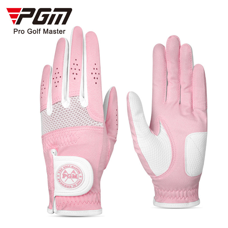 PGM ST034 Golf gloves for women with high elastic Lycra for women's clubs, non-slip special discs for women, summer sun protection, two-handed gloves