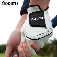 MOO EYES M23ST003 Custom Men's Golf Gloves White Cabretta Leather with Breathable Sheepskin for Sports