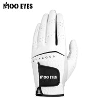 MOO EYES M23ST003 Custom Men's Golf Gloves White Cabretta Leather with Breathable Sheepskin for Sports