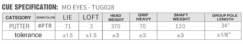 MO EYES II TUG028 Patent Curved Face Design Hollow Of Gravity Blue Club Head Golf Putter