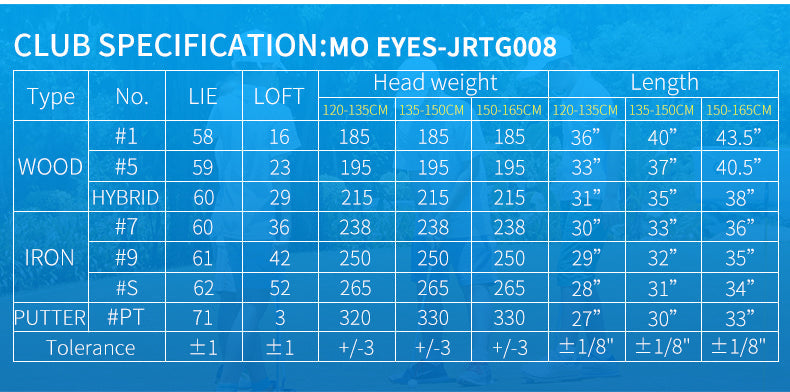 MO EYES JRTG008 boys golf set clubs teenager junior complete golf club sets