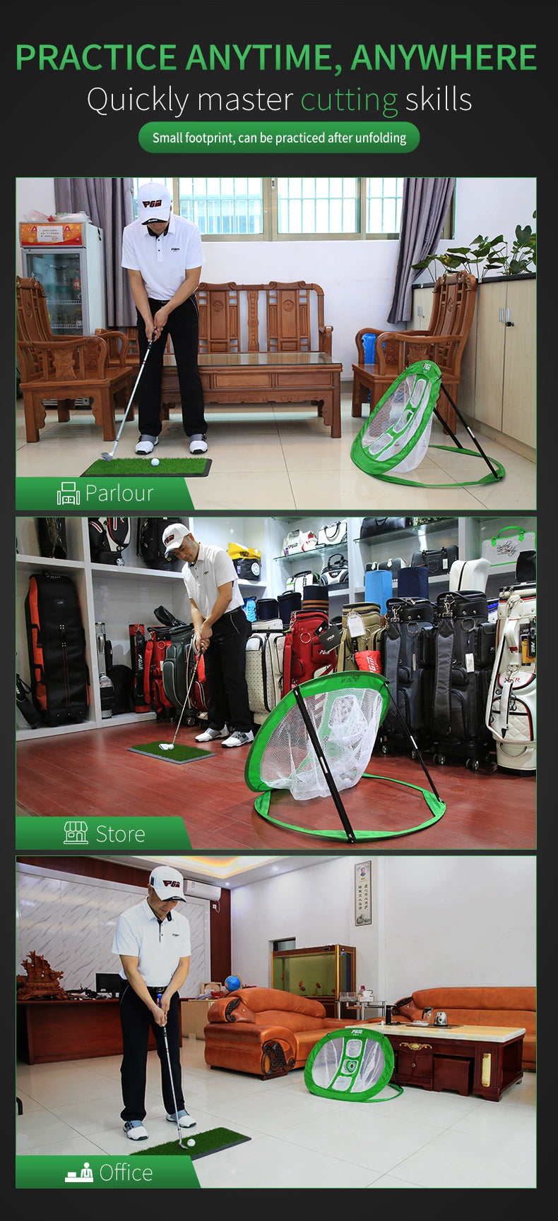 PGM LXW016 foldable golf practice net chipping net pop up golf chipping net