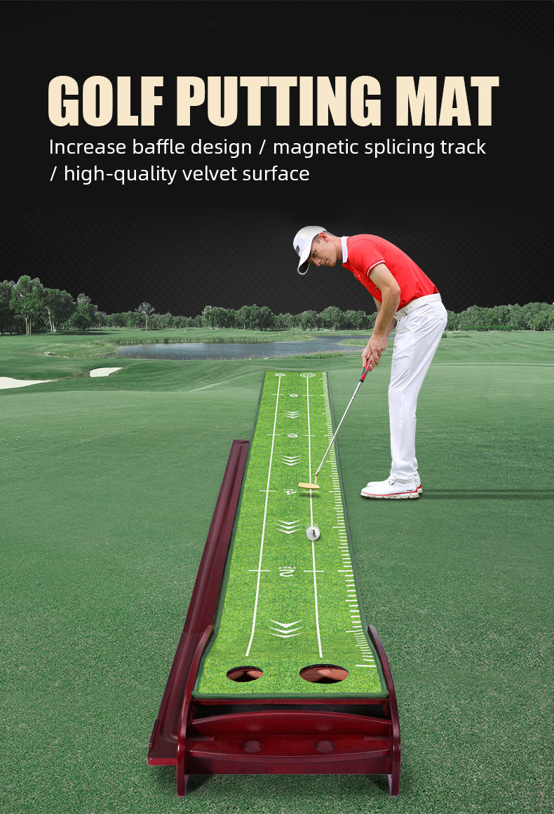 PGM TL024 garden putting practice mat indoor auto return wood golf green mat