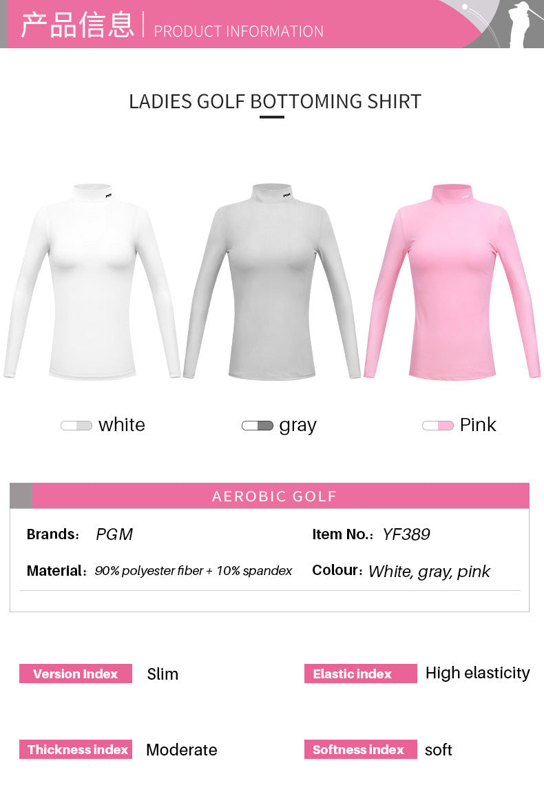 PGM YF389 crew neck multi moloured slim fit sport golf shirt plain for women