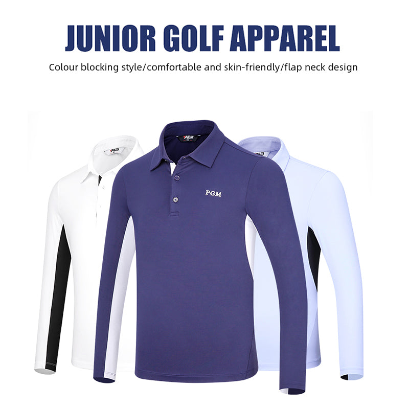 PGM YF542 golf apparel polo long sleeve golf clothing kids golf shirts