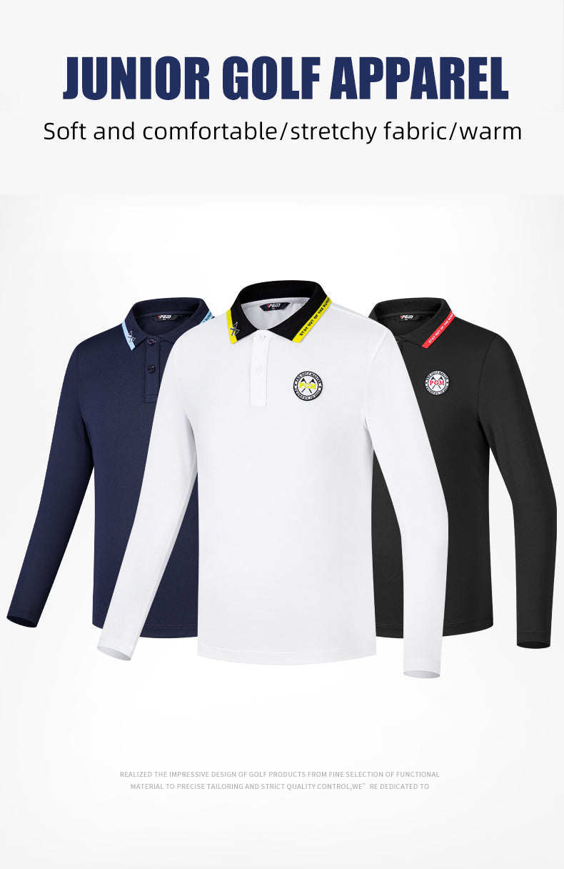 PGM YF494 quick-dry golf polo shirt long sleeve golf polo shirt juniors kids boys golf shirt