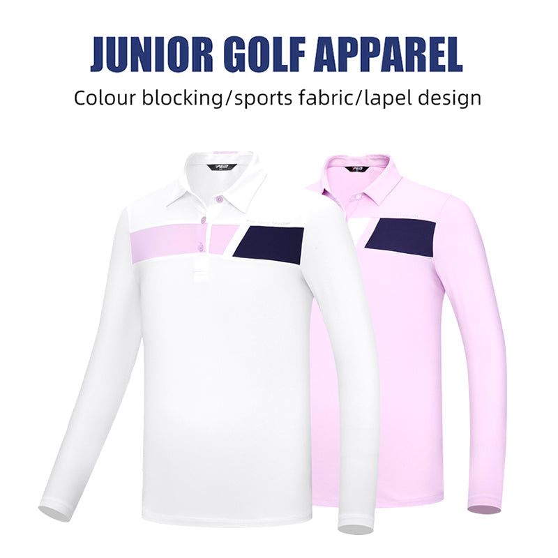 PGM YF546 button down golf tennis polo athletic wear kids golf polo