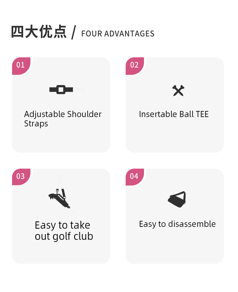 PGM SOB006 golf half bag 600D PU small golf range bag portable carry golf bag