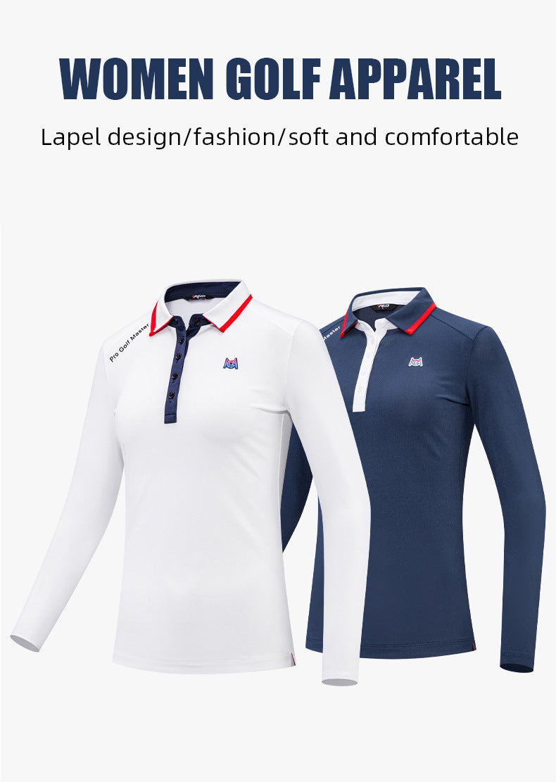 PGM YF487 ladies long sleeve golf polo moisture wicking woman golf polo