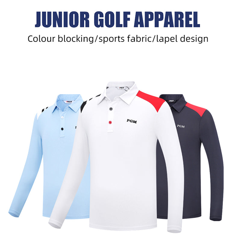 PGM YF544 boys custom print golf polo long sleeve athletic wear golf polo