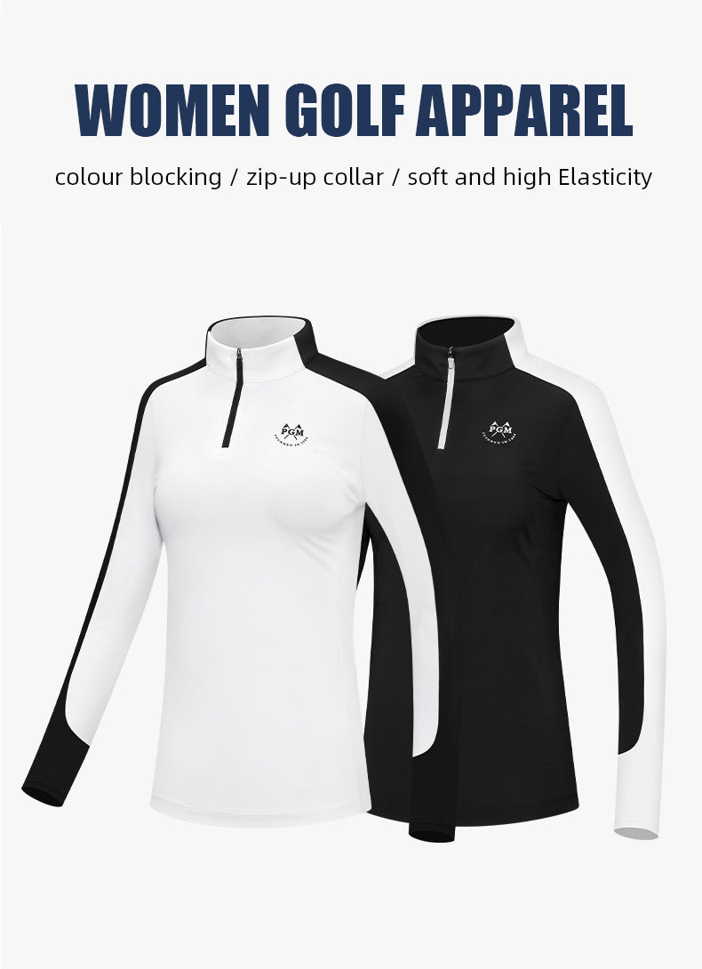 PGM YF516 golf polyester t-shirts bulk womens 1/4 zip long sleeve golf shirt