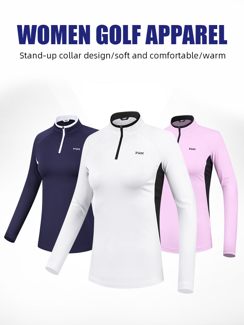 PGM YF421 turtleneck long sleeve golf shirts ladies 1/4 zip super elastic golf shirts