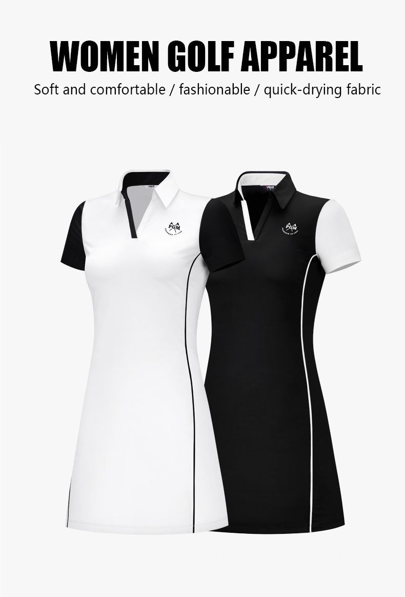 PGM QZ083 golf dress women quick dry custom short sleeve v-neck polo ladies golf dress