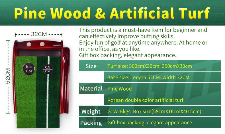 PGM TL001 3/3.5M custom wooden golf putting mat indoor putting mat