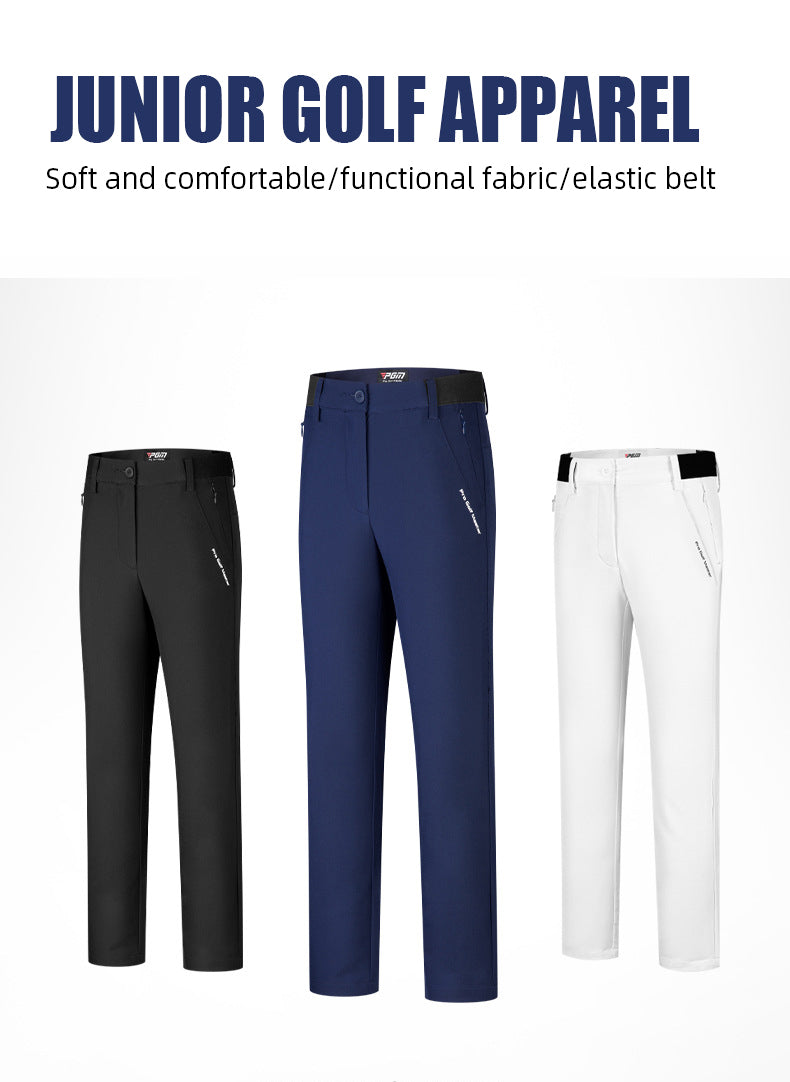 PGM KUZ141 oem athletic golf pants kids polyester spandex long junior golf pants