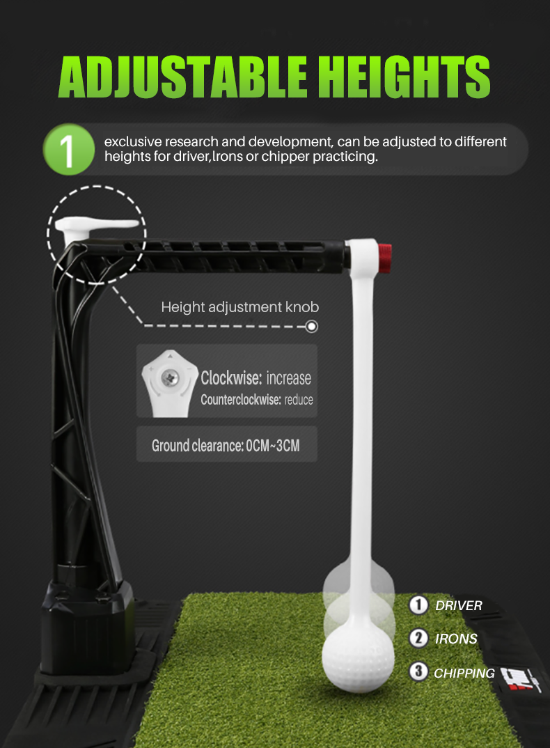 PGM HL007 adjustable height golf trainer swing mat practice aid indoor golf swing trainer
