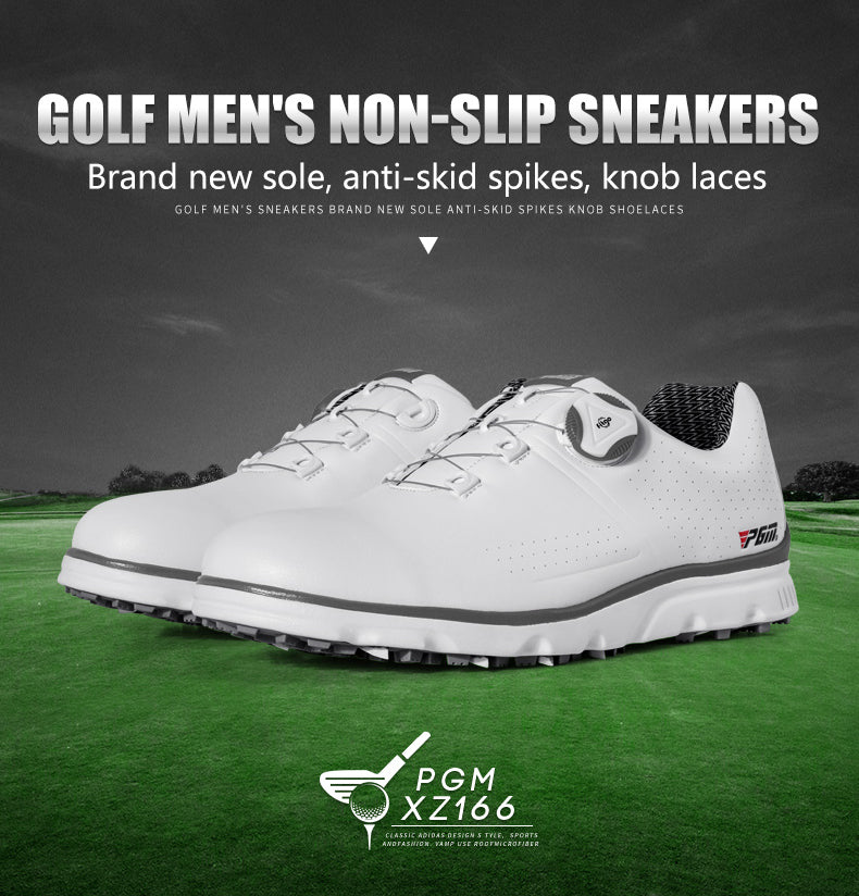 PGM XZ166 white mens golf shoes waterproof spike less golf shoes