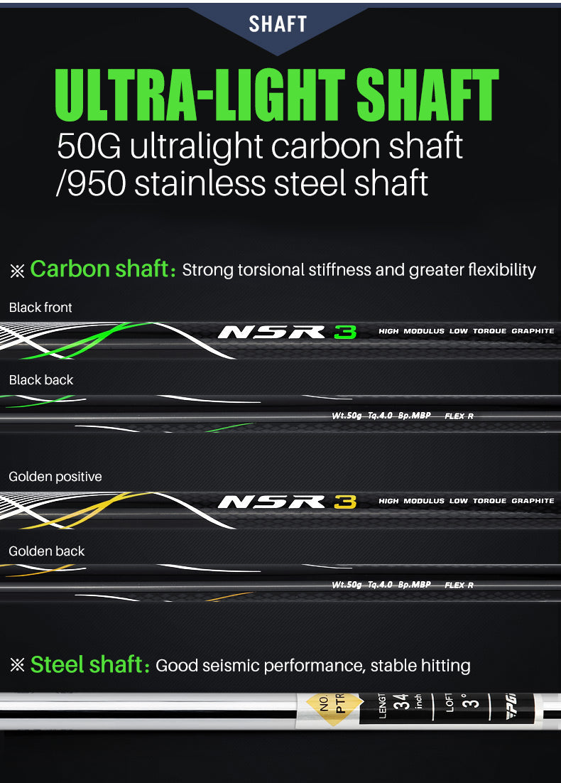 PGM Tig033 NSR III Professional Men Stainless Steel Graphite Head Black Gold Golf Iron