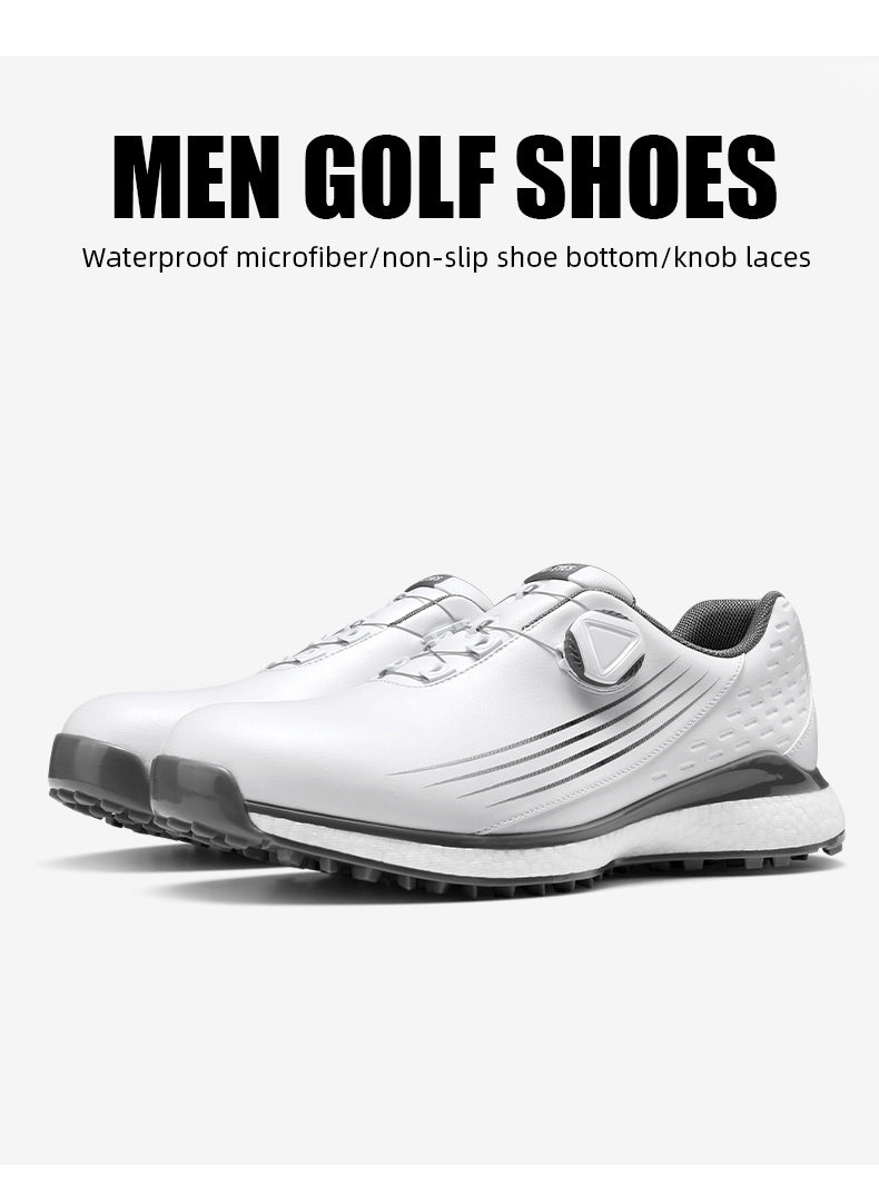 MOEYES M22XZ01 men sports golf shoes size 8 waterproof custom leather golf shoes
