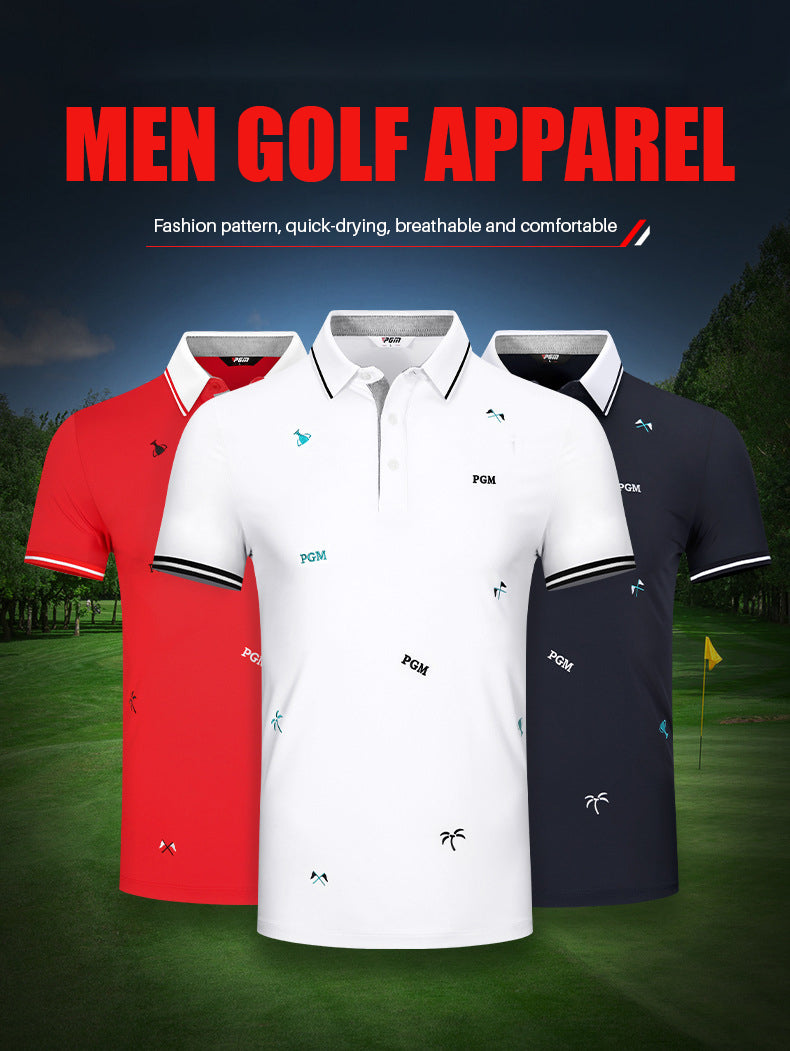 PGM YF395 men breathable golf polo shirt soft spandex polyester golf polo