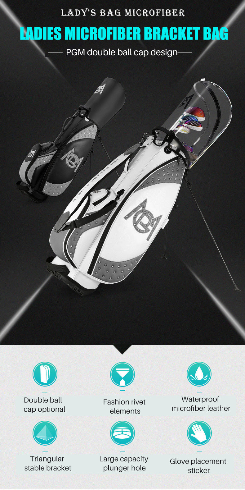 PGM QB091 lightweight sunday golf stand bag waterproof custom golf bag with stand