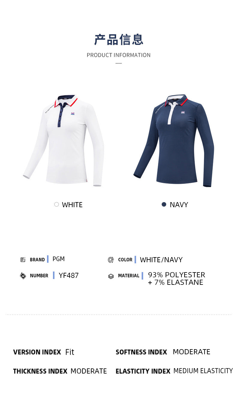 PGM YF487 ladies long sleeve golf polo moisture wicking woman golf polo