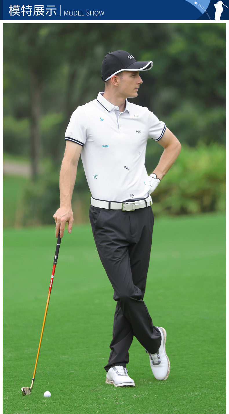 PGM YF395 men breathable golf polo shirt soft spandex polyester golf polo