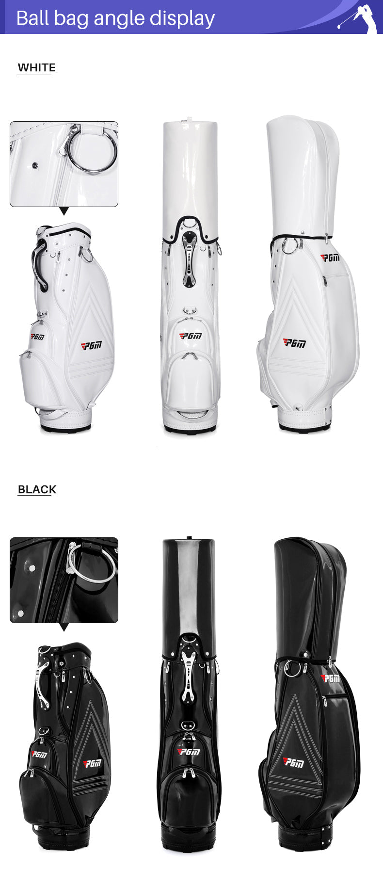 PGM QB085 wholesale 5 divider 14 way ladies golf cart bag blank custom waterproof golf bag