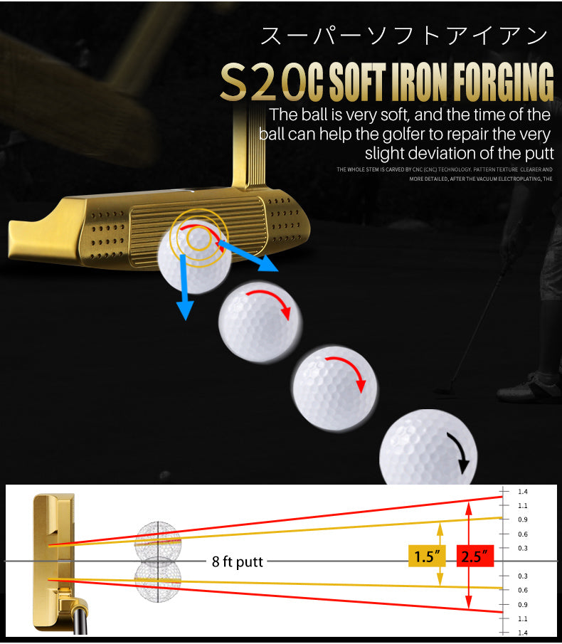 MO EYES II TUG028 Patent Curved Face Design Hollow Of Gravity Blue Club Head Golf Putter