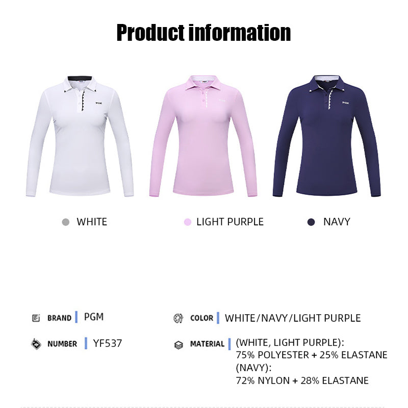 PGM YF537 winter long sleeve golf polo shirts polo shirt 2023 women fashion golf polo