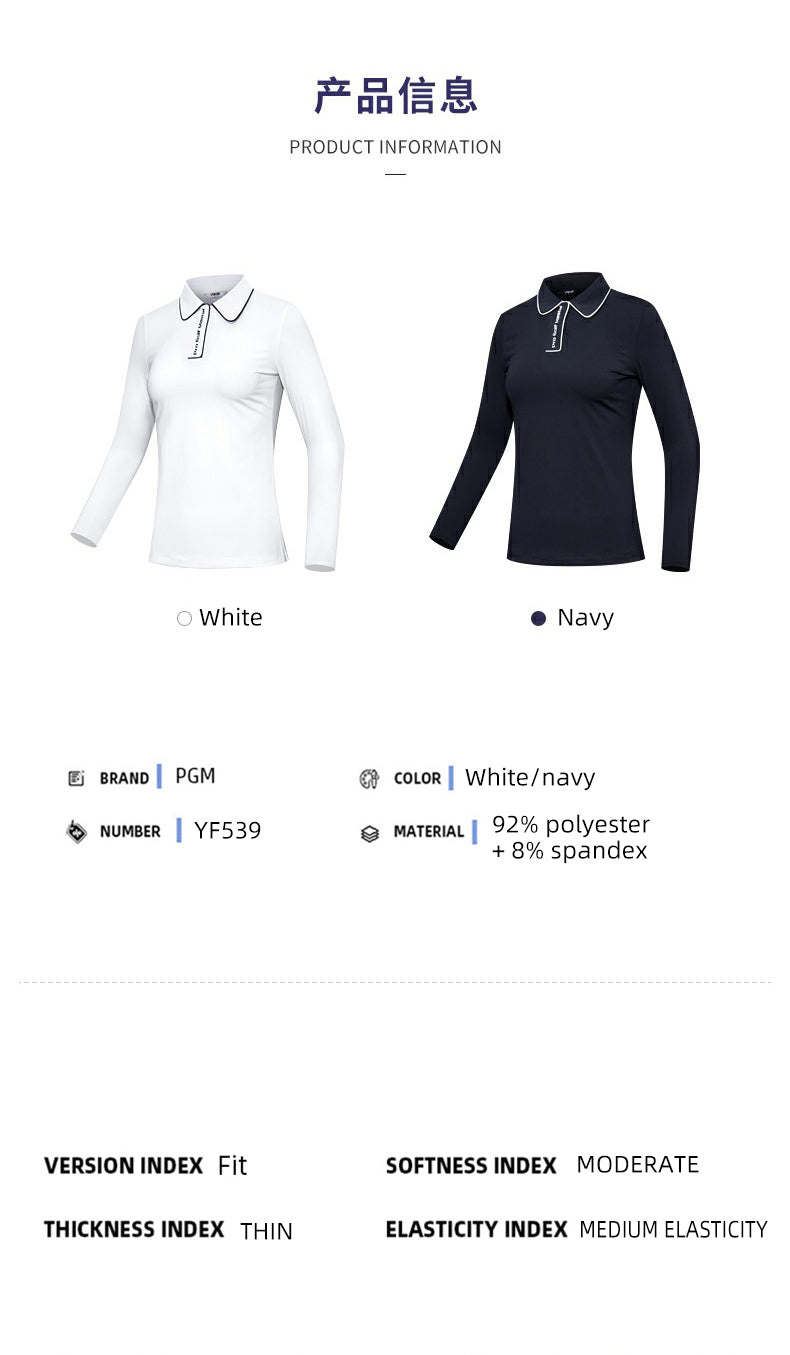 PGM YF539 wholesale bulk long sleeve golf polo shirt high quality woman golf polos