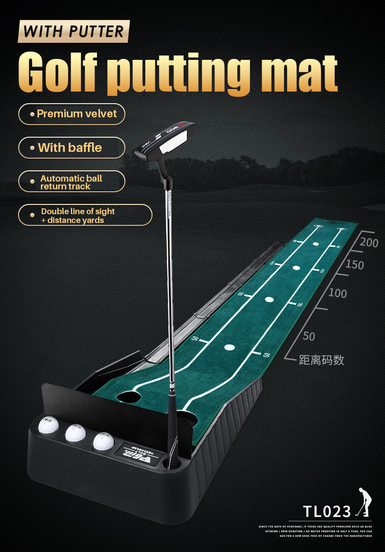 PGM TL023 Aiming line-Carpet Golf Putting Mat Ball Return Track Baffle Black Plastic Frame Indoor Outdoor