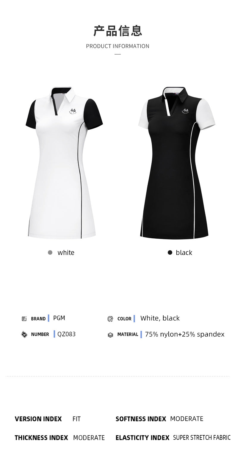 PGM QZ083 golf dress women quick dry custom short sleeve v-neck polo ladies golf dress