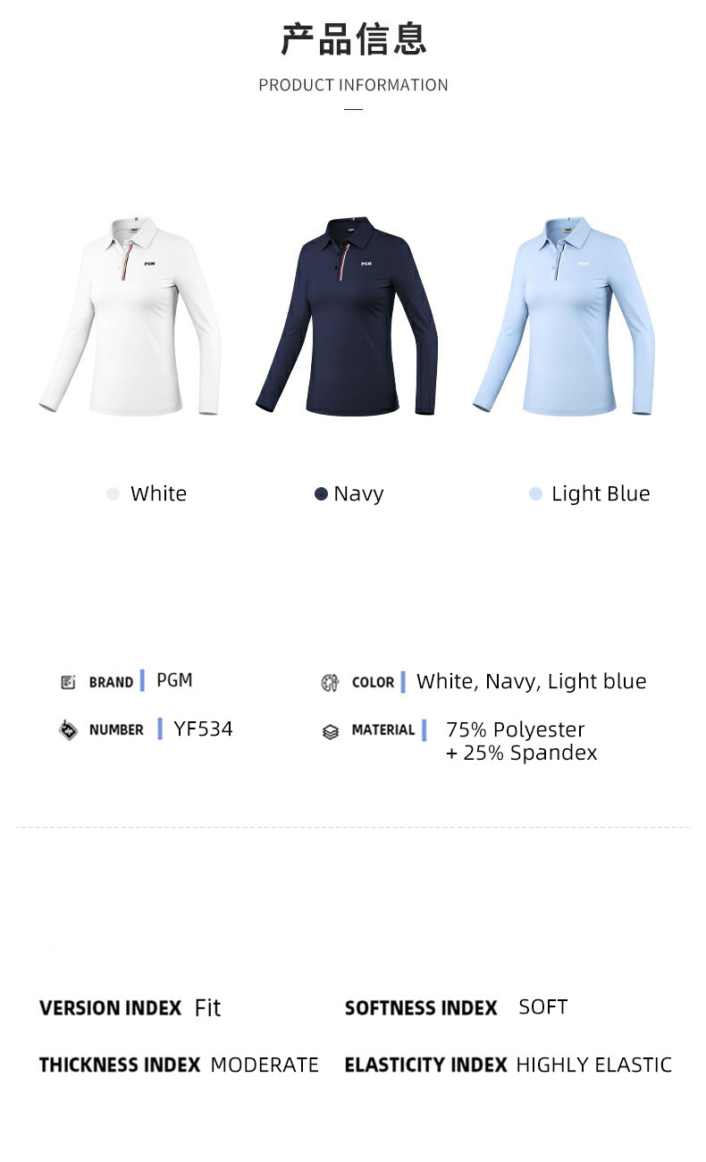 PGM YF534 ladies wholesale custom logo sports golf polo t shirt polyester spandex golf polo