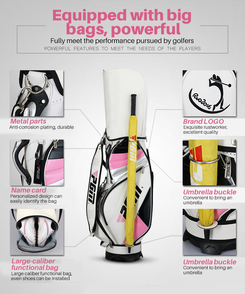 PGM QB016 ladies pink oem women staff purple custom leather golf bags