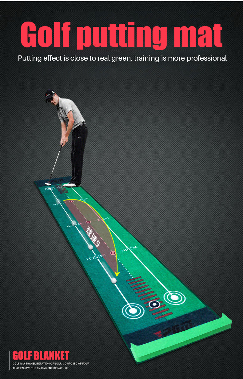 PGM TL022 portable velvet putting trainer mat custom golf putting mat