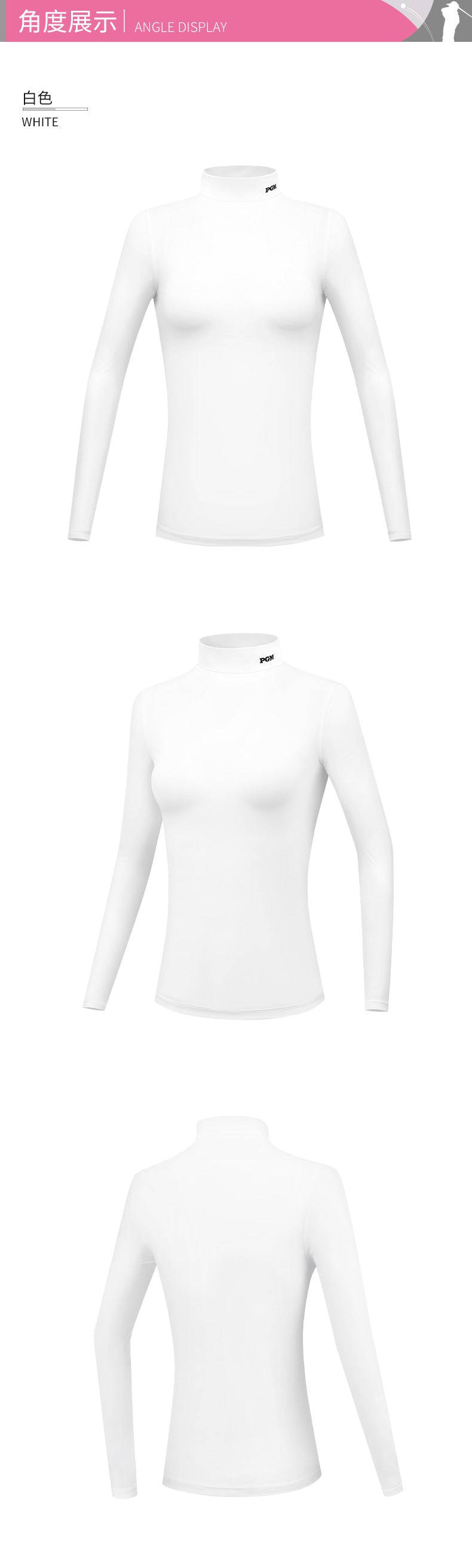 PGM YF389 crew neck multi moloured slim fit sport golf shirt plain for women