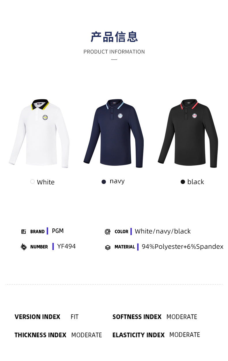 PGM YF494 quick-dry golf polo shirt long sleeve golf polo shirt juniors kids boys golf shirt