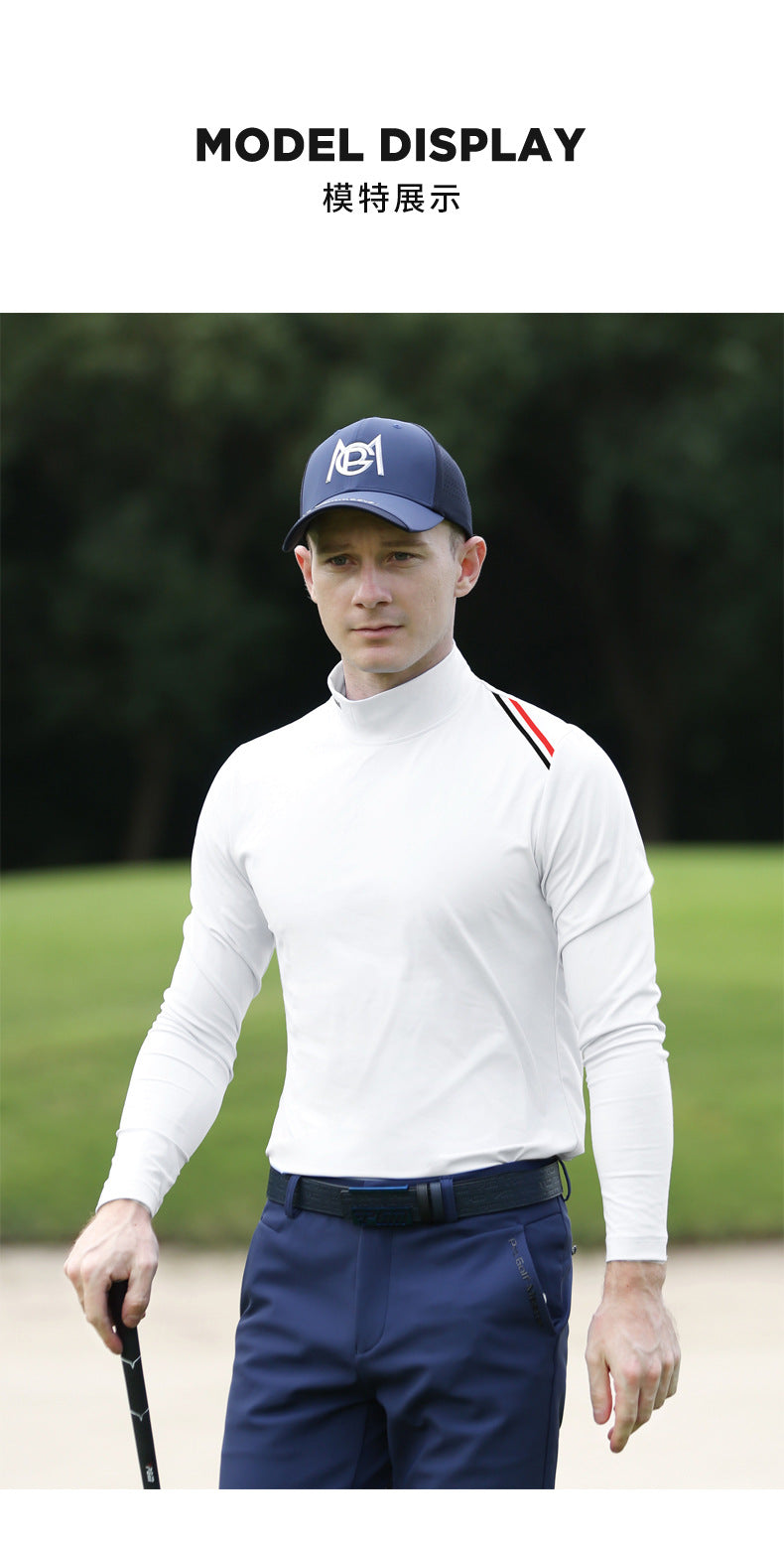 PGM YF490 men plain white golf shirts high quality long sleeve golf shirt