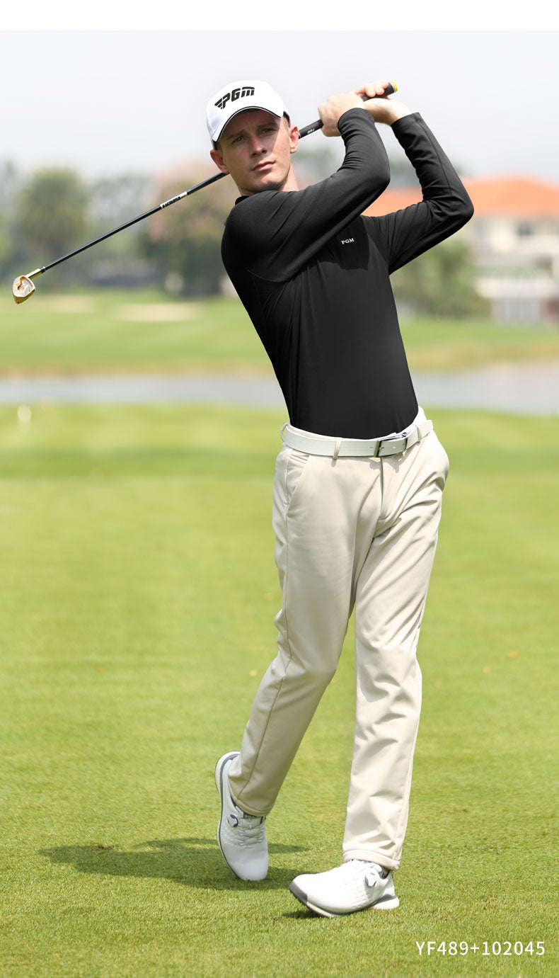 PGM YF489 long sleeve golf polo shirt sportswear white fashionable men lapel golf polo