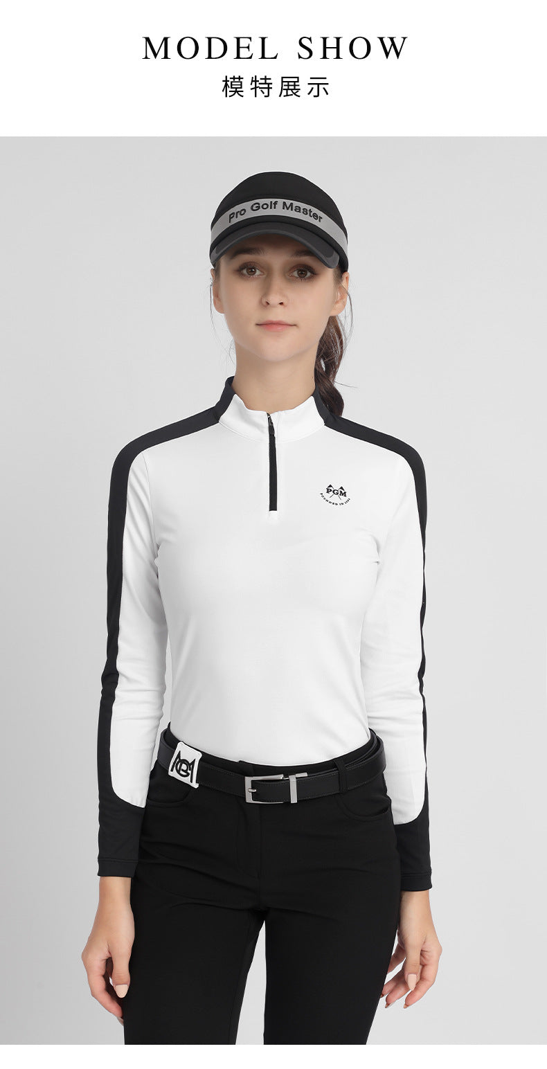PGM YF516 golf polyester t-shirts bulk womens 1/4 zip long sleeve golf shirt
