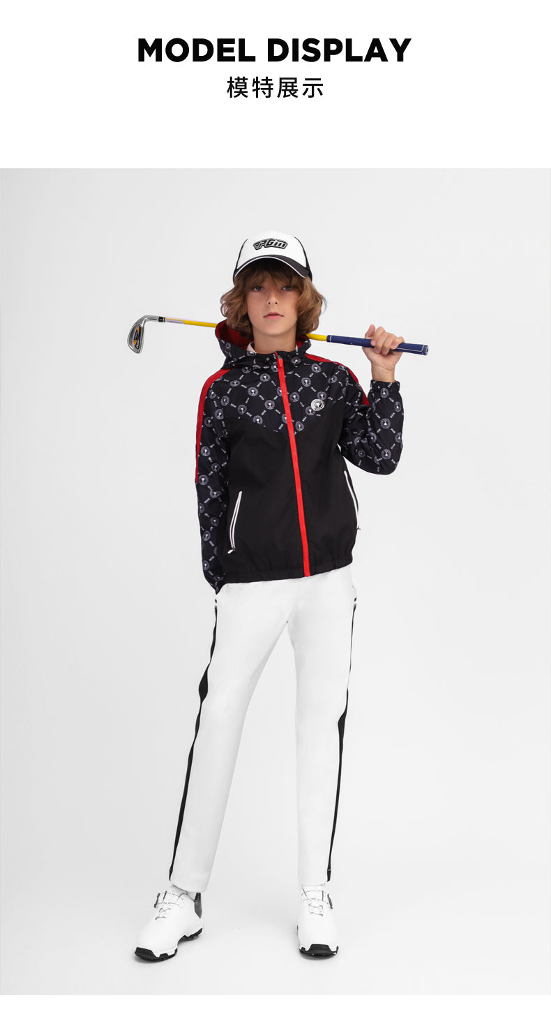 PGM YF431 kids golf jacket wind breaker full zip outdoor casual sports golf jacket